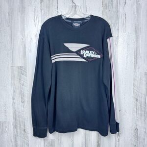 Harley Davidson Sweater Mens XL Black Pullover Sweatshirt  Double-Sided